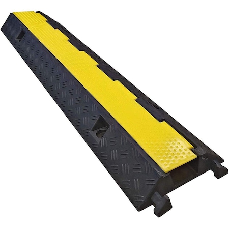 Switch On Cable Protector, 2-1/2 in H, 38-1/2 in L, 10.12 in W, 1 Channel, Rubber, Black, Yellow SW3581541